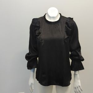 Savanna Jane Black Satin Blouse